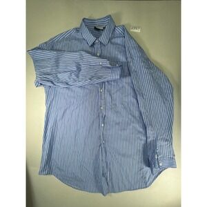 Asos Design striped shirt Men's size Large blue button-down long-sleeve‎